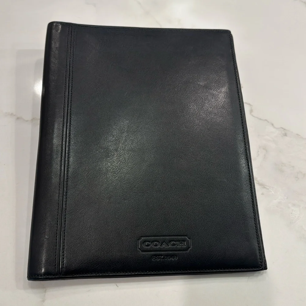 Coach Black Leather Padfolio Folder